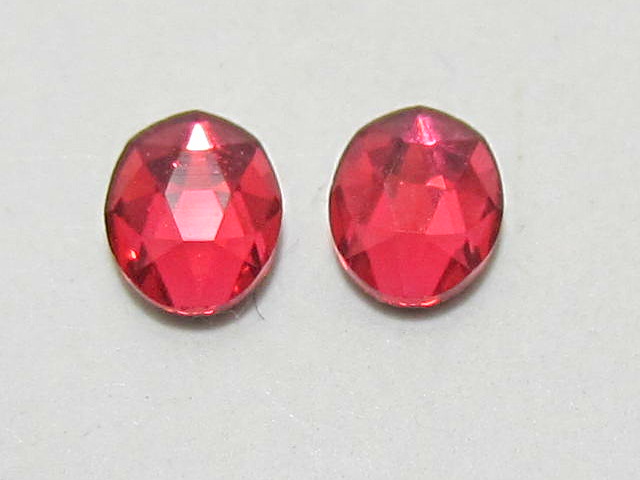 12 pcs. OVAL 8x6mm SCARLET BRILLIANCE FLATBACK Rhinestones